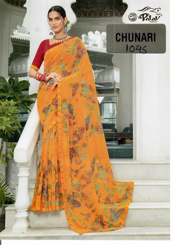 Palav Chunari Mix P1045 Yellow Georgette Saree