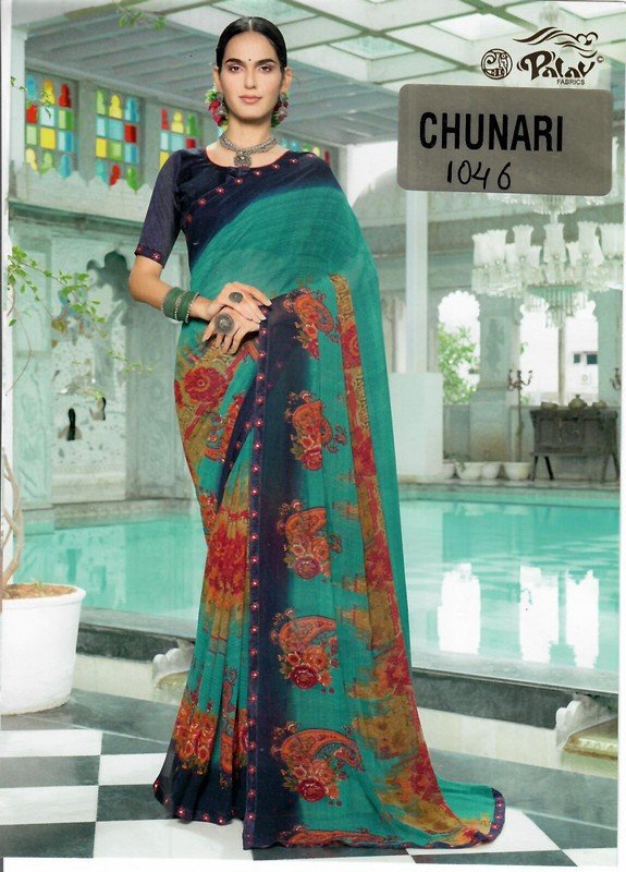 Palav Chunari Mix P1046 Blue Georgette Saree