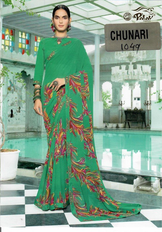 Palav Chunari Mix P1049 Green Georgette Saree