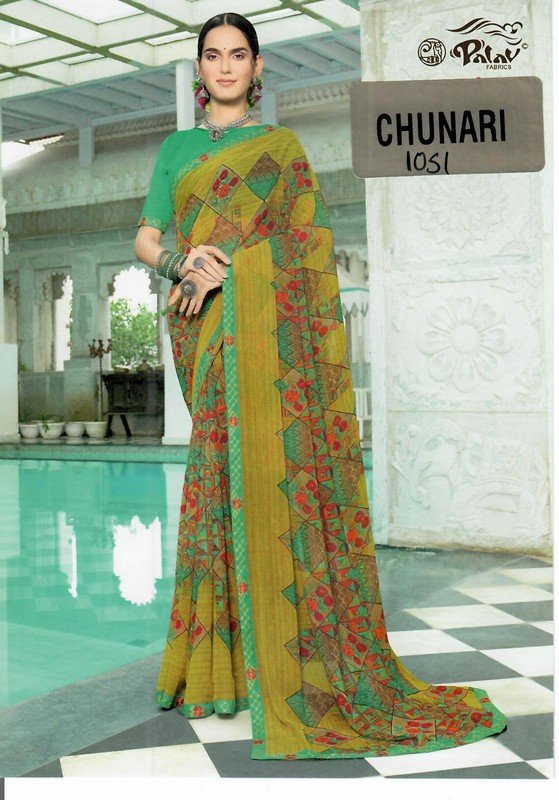 Palav Chunari Mix P1051 Green Georgette Saree