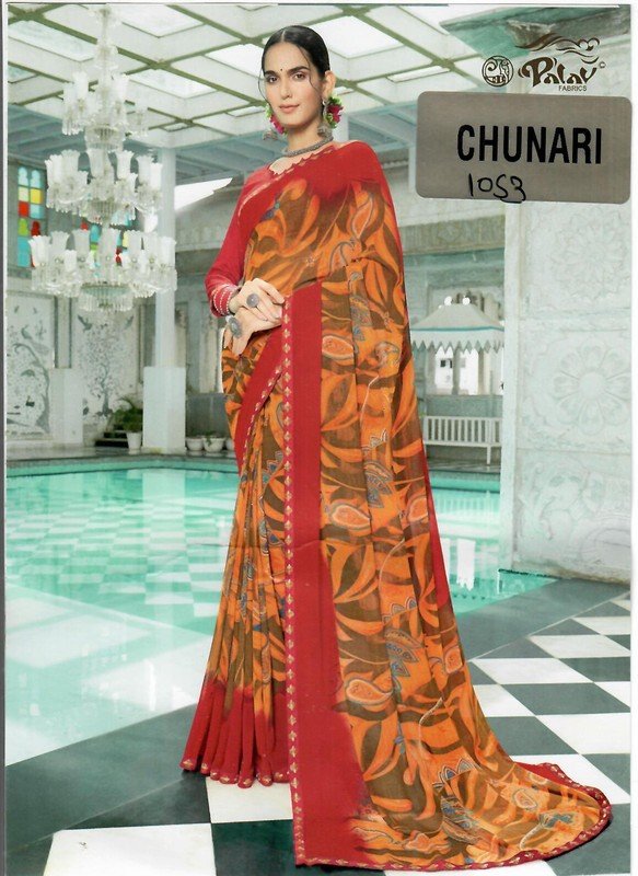 Palav Chunari Mix P1052 Peach Georgette Saree