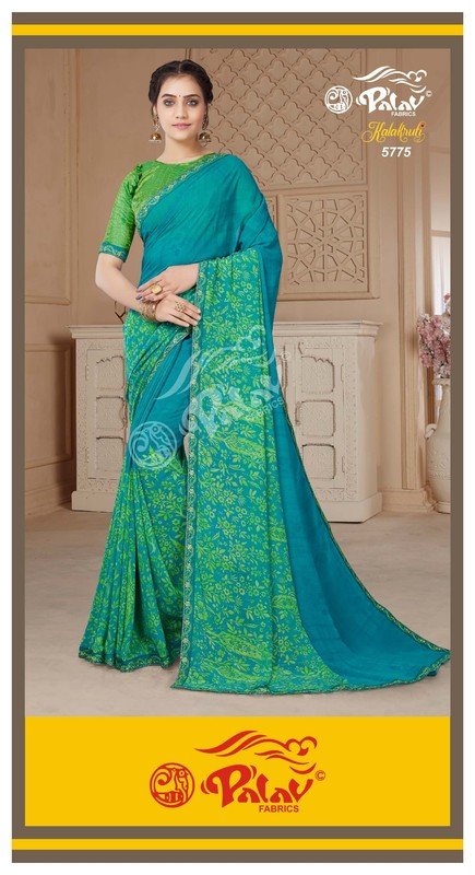 Palav Kalakruti P5775 Blue Georgette Saree