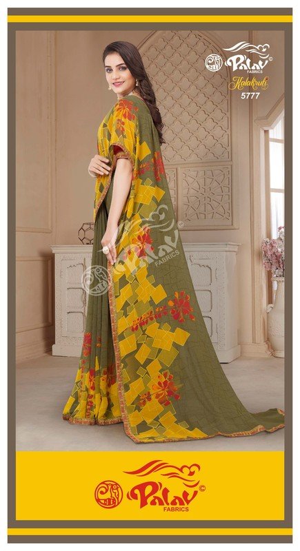 Palav Kalakruti P5777 Green Georgette Saree