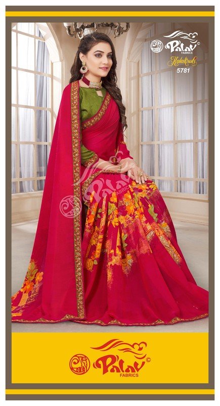 Palav Kalakruti P5781 Pink Georgette Saree