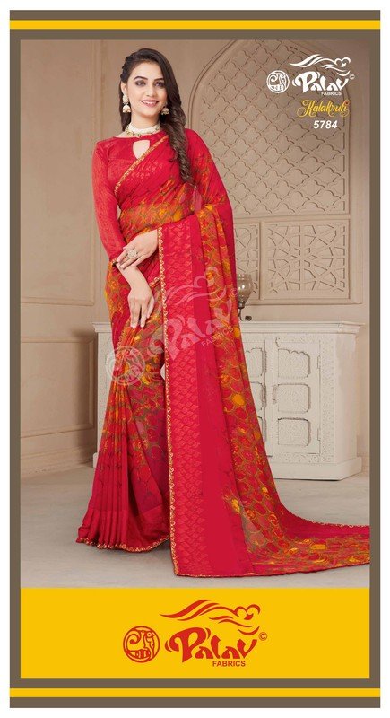 Palav Kalakruti P5784 Red Georgette Saree