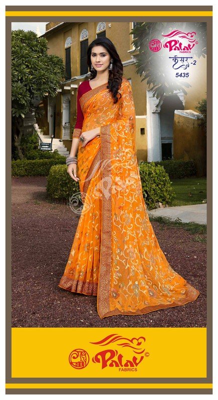 Palav Kesar P5435 Orange Brasso Saree