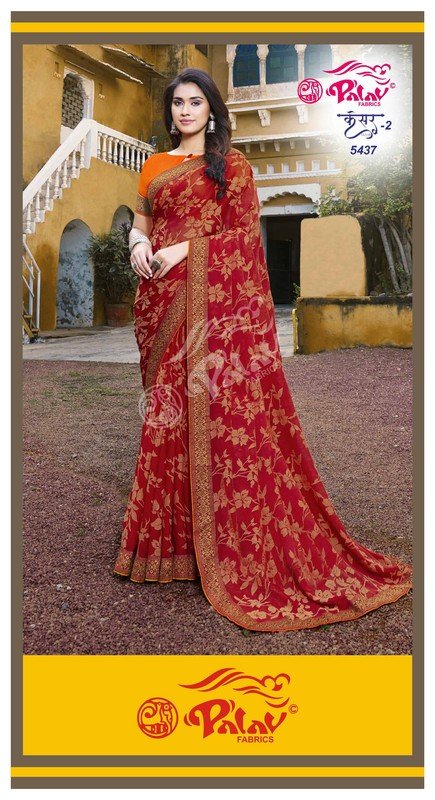 Palav Kesar P5437 Red Brasso Saree