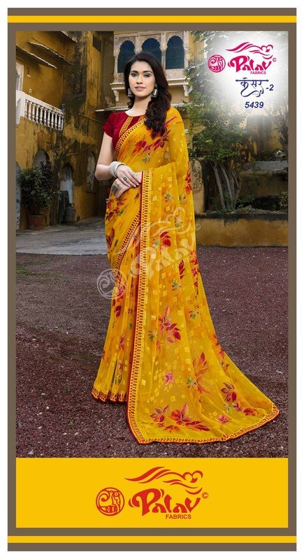 Palav Kesar P5439 Yellow Brasso Saree