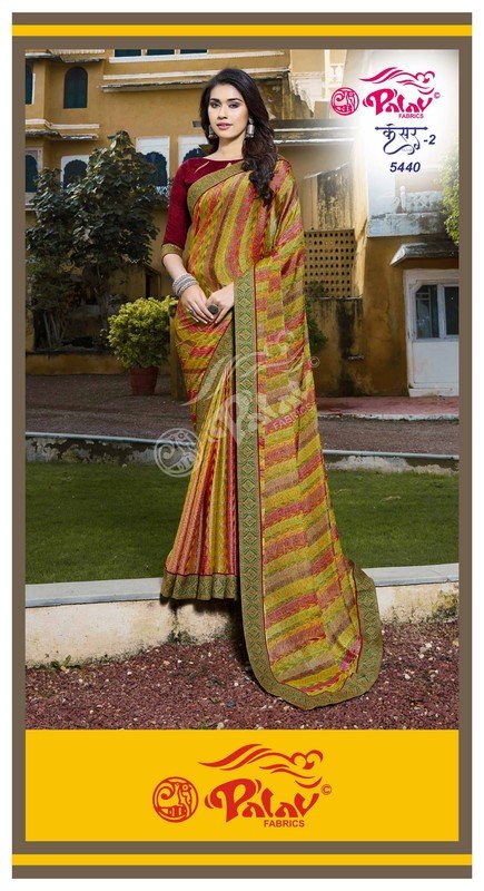 Palav Kesar P5440 Multicolor Brasso Saree