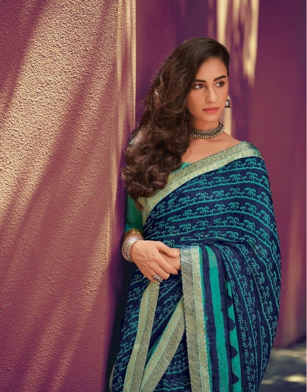 Palav Palav Collection P1075 Blue Unique Fancy Fabric Saree