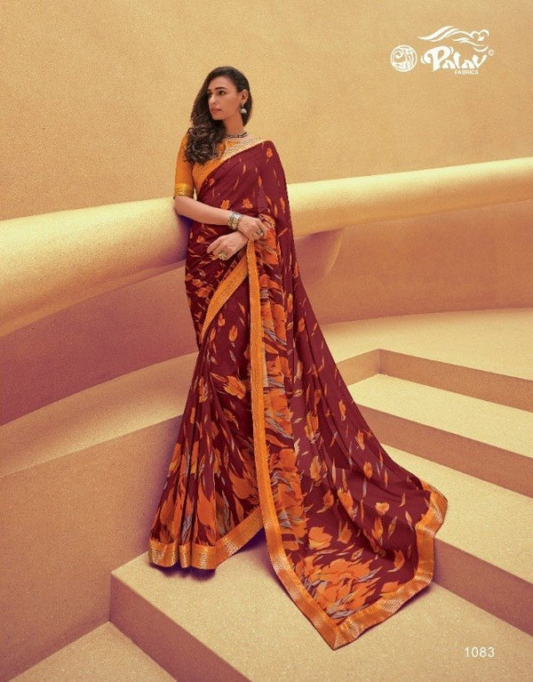 Palav Palav Collection P1083 Maroon Unique Fancy Fabric Saree