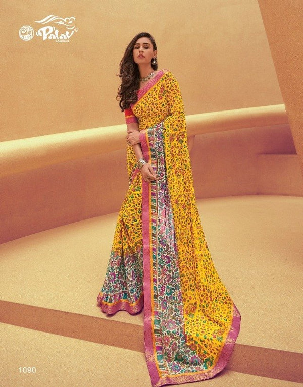 Palav Palav Collection P1090 Yellow Unique Fancy Fabric Saree