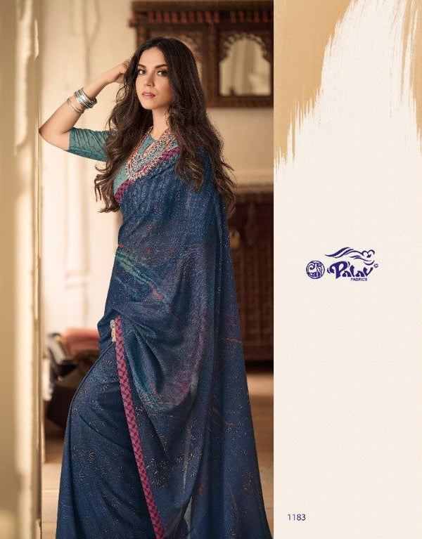 Palav Palav Collection P1183 Blue Unique Fancy Fabric Saree