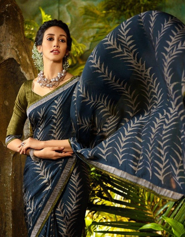 Palav Palav Collection P1909 Blue Unique Fancy Fabric Saree