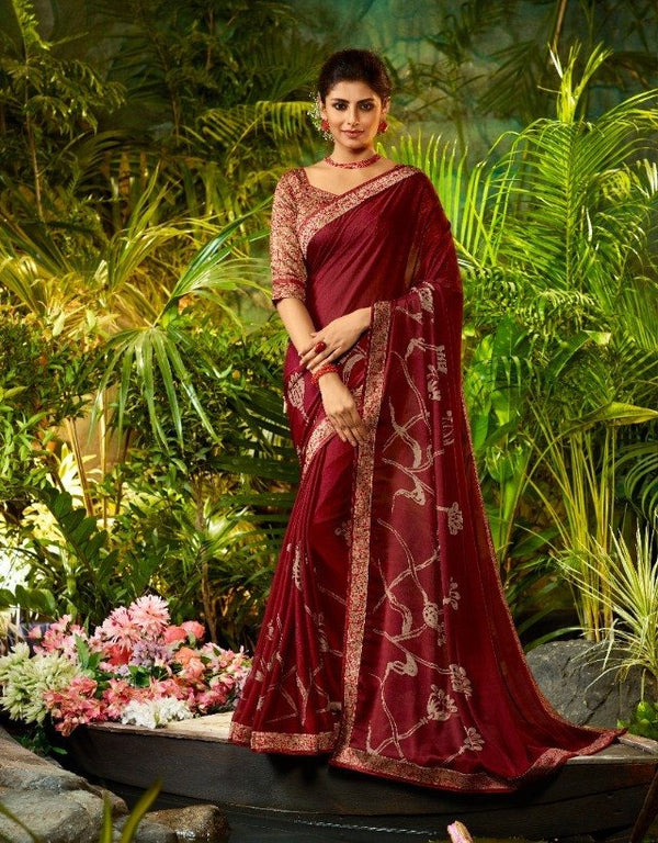 Palav Palav Collection P1912 Maroon Unique Fancy Fabric Saree