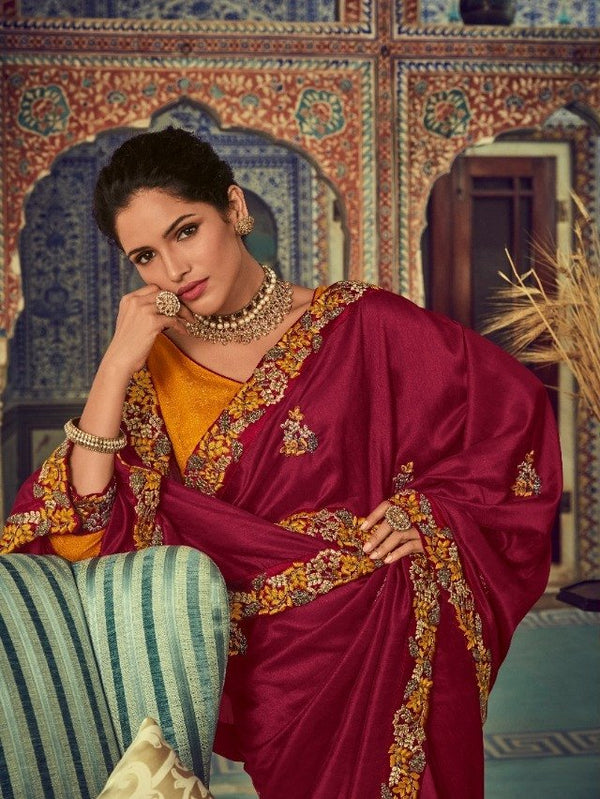 Palav Palav Collection P2231 Maroon Unique Fancy Fabric Saree