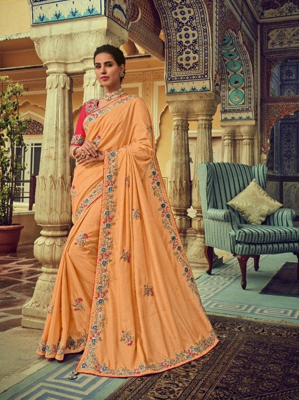 Palav Palav Collection P2232 Peach Unique Fancy Fabric Saree