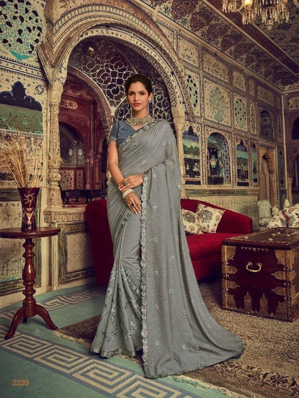 Palav Palav Collection P2239 Grey Unique Fancy Fabric Saree