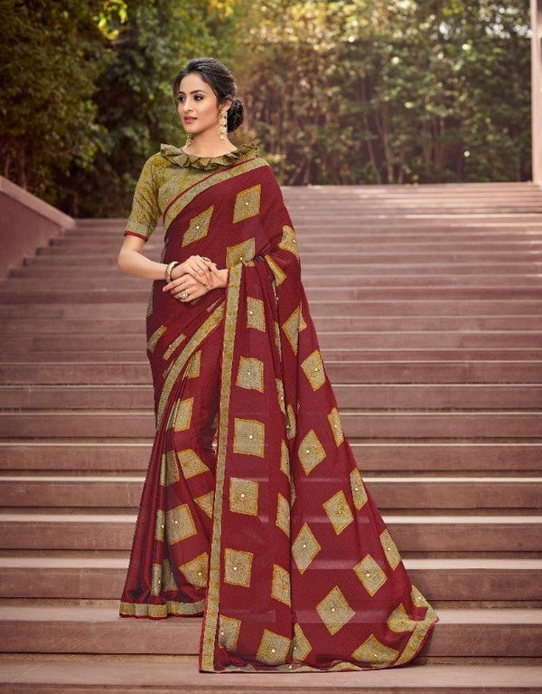 Palav Palav Collection P2301 Maroon Unique Fancy Fabric Saree