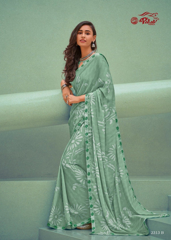 Palav Palav Collection P2313-B Green Unique Fancy Fabric Saree