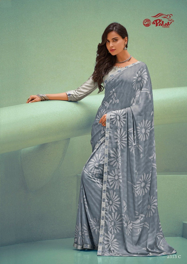 Palav Palav Collection P2313-C Grey Unique Fancy Fabric Saree