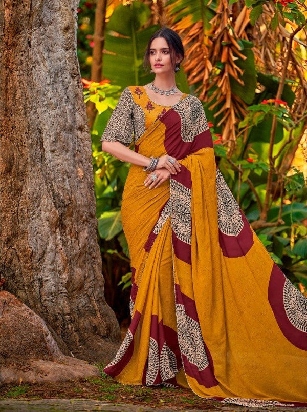 Palav Palav Collection P2502 Yellow Unique Fancy Fabric Saree