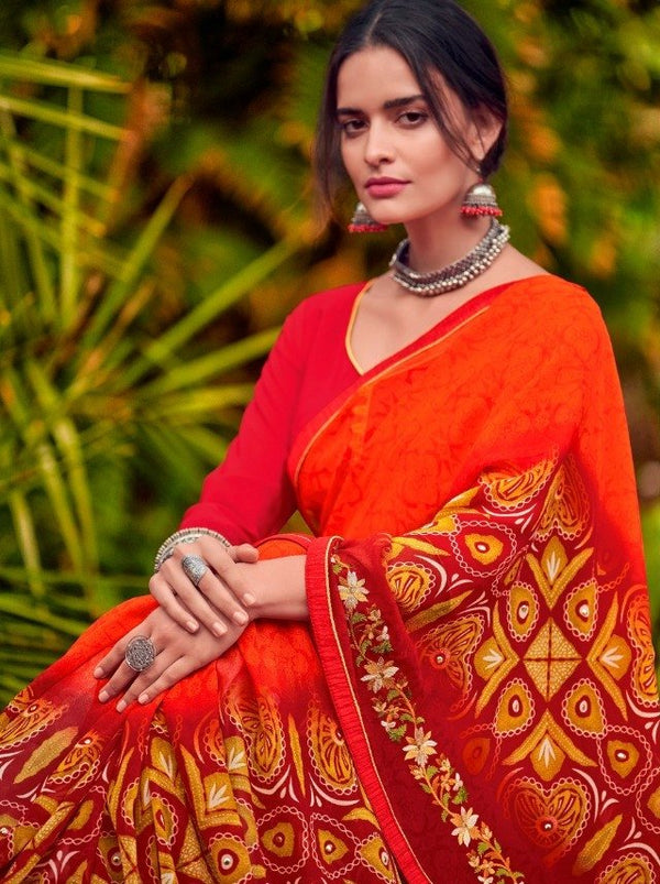 Palav Palav Collection P2504 Orange Unique Fancy Fabric Saree