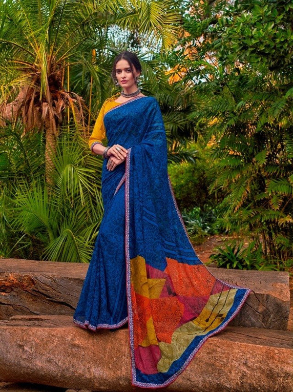 Palav Palav Collection P2508 Blue Unique Fancy Fabric Saree