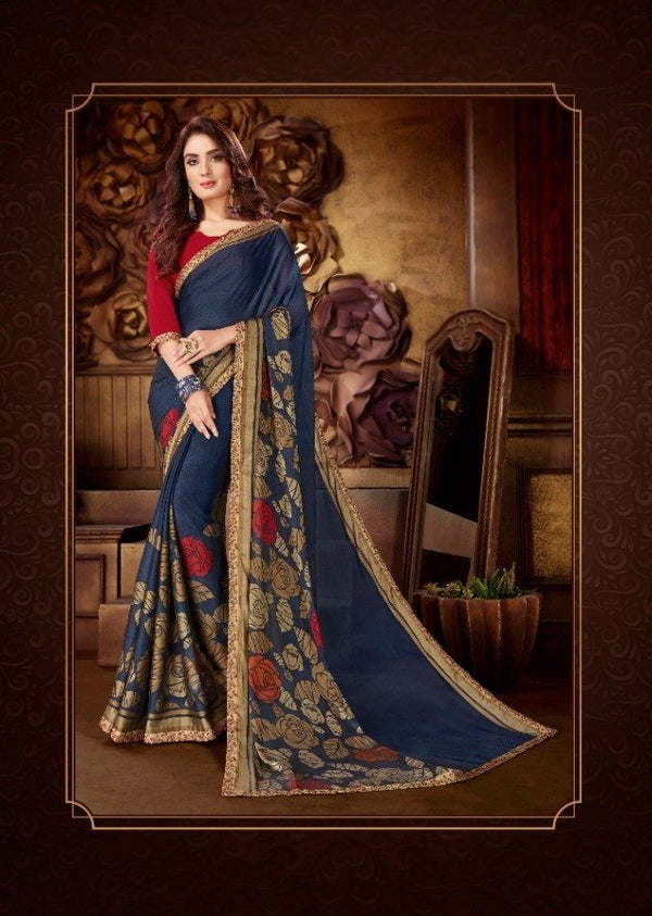 Palav Palav Collection P2801 Blue Unique Fancy Fabric Saree