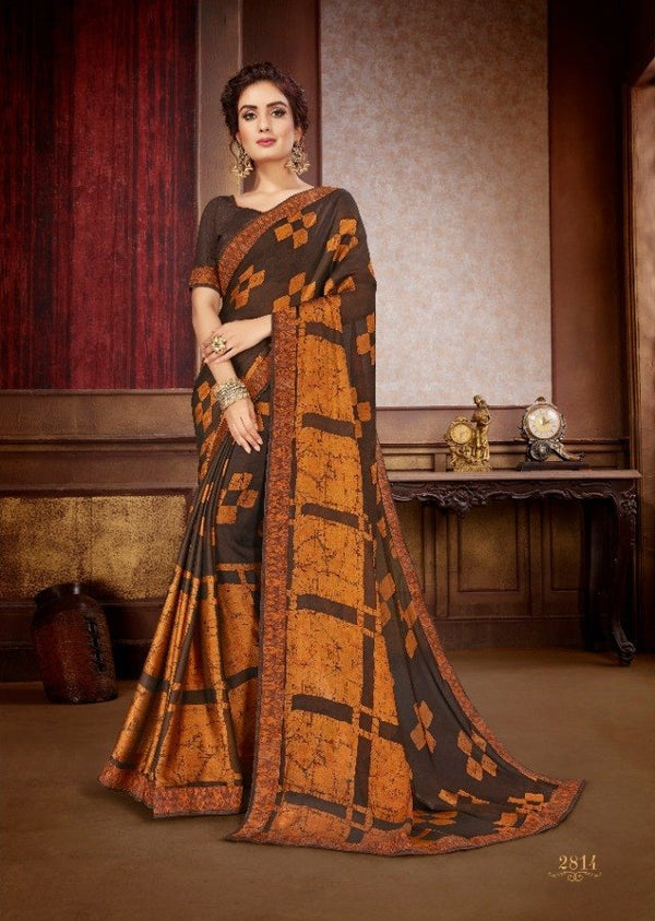 Palav Palav Collection P2814 Brown Unique Fancy Fabric Saree