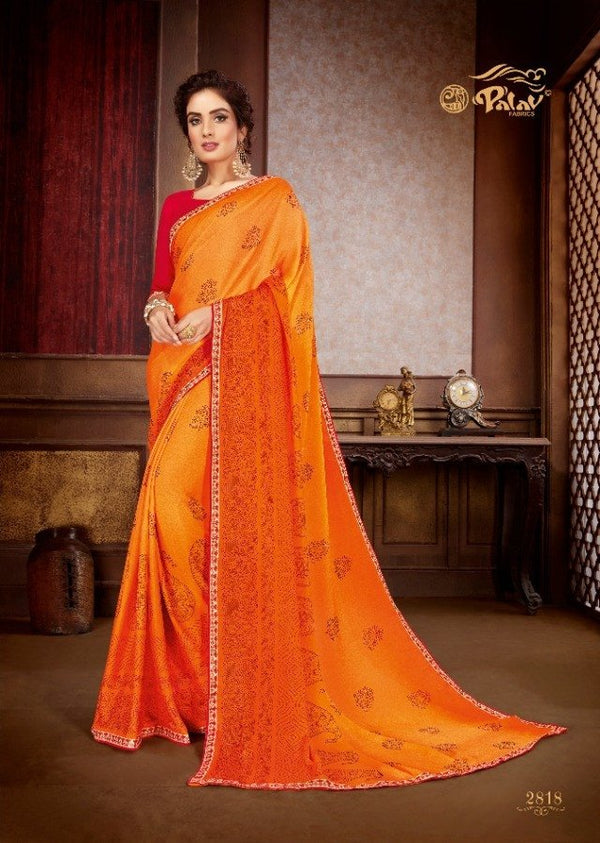 Palav Palav Collection P2818 Orange Unique Fancy Fabric Saree