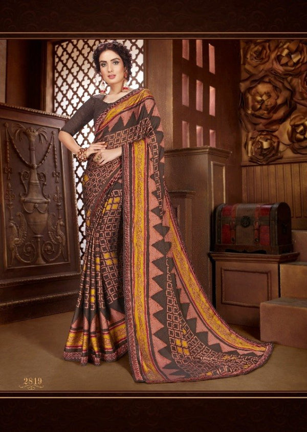 Palav Palav Collection P2819 Brown Unique Fancy Fabric Saree