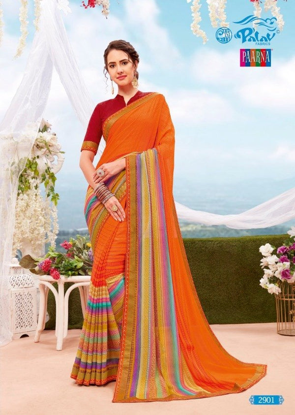 Palav Palav Collection P2901 Orange Unique Fancy Fabric Saree