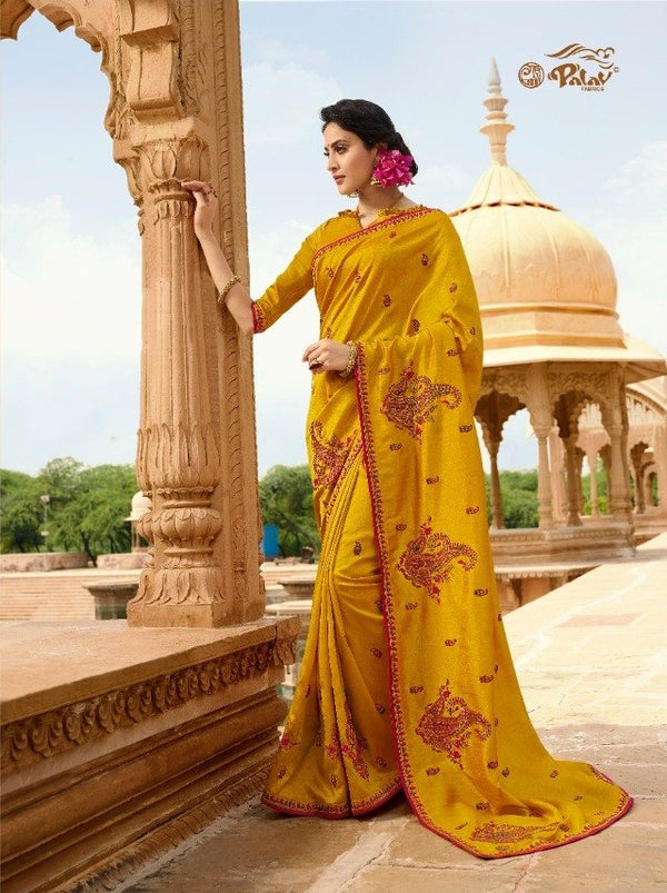 Palav Palav Collection P5856 Yellow Unique Fancy Fabric Saree