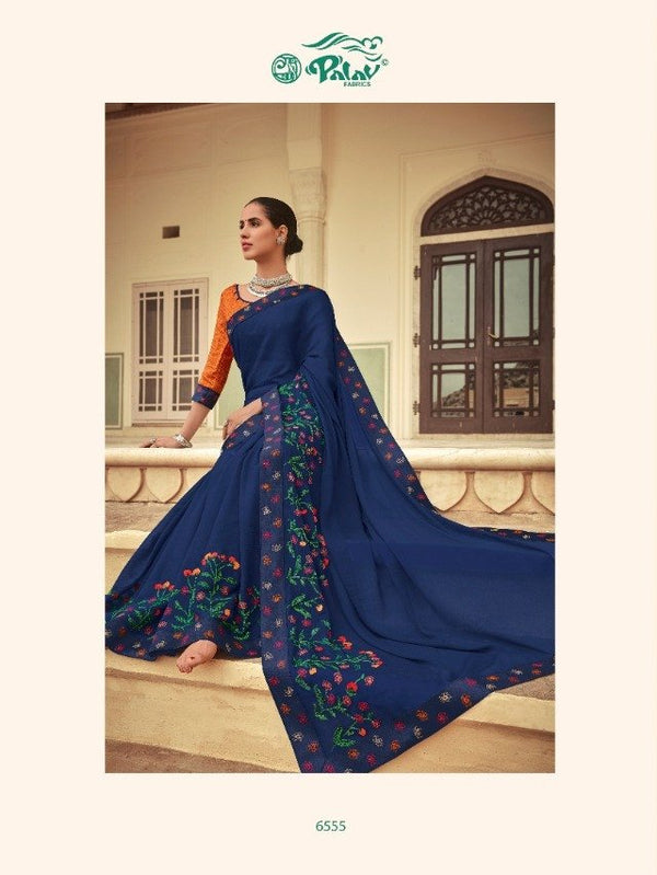 Palav Palav Collection P6555 Blue Unique Fancy Fabric Saree