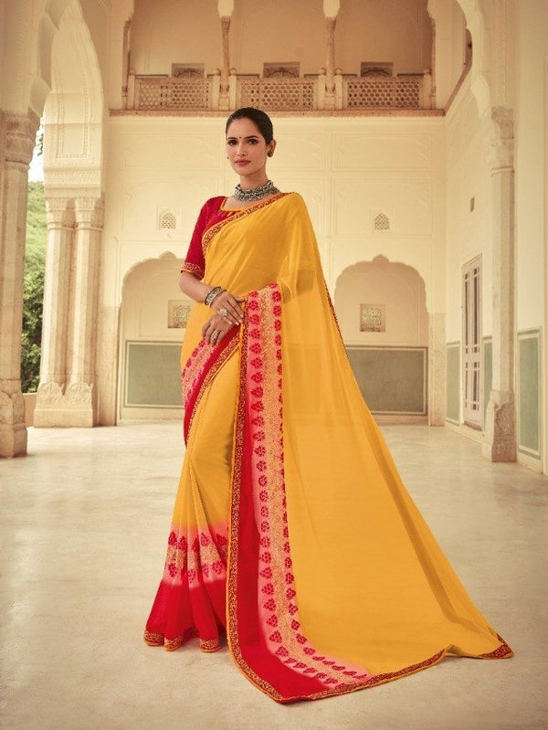 Palav Palav Collection P6558 Yellow Unique Fancy Fabric Saree