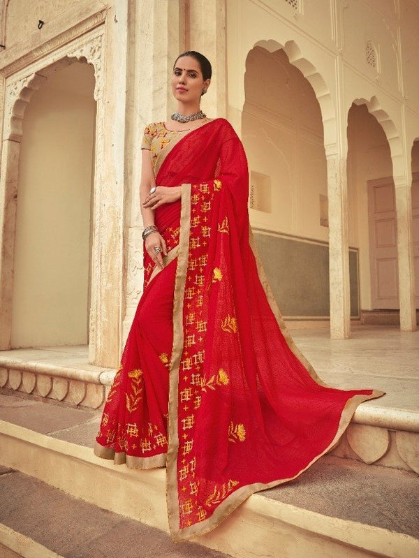 Palav Palav Collection P6566 Red Unique Fancy Fabric Saree