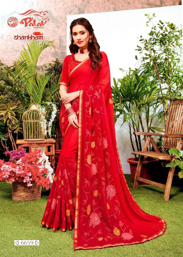 Palav Palav Collection P6659 Red Unique Fancy Fabric Saree