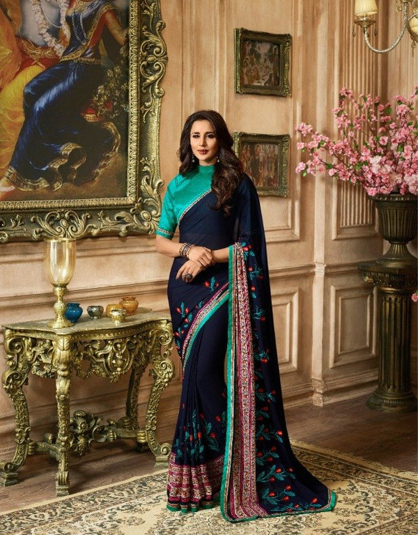 Palav Palav Collection P675 Blue Unique Fancy Fabric Saree