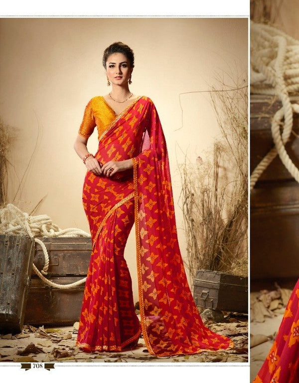 Palav Palav Collection P708 Red Unique Fancy Fabric Saree