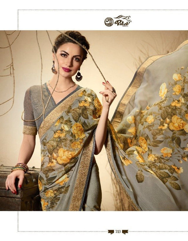 Palav Palav Collection P713 Grey Unique Fancy Fabric Saree