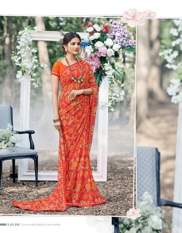 Palav Palav Collection P880 Orange Unique Fancy Fabric Saree