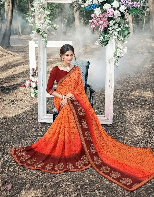 Palav Palav Collection P882 Orange Unique Fancy Fabric Saree