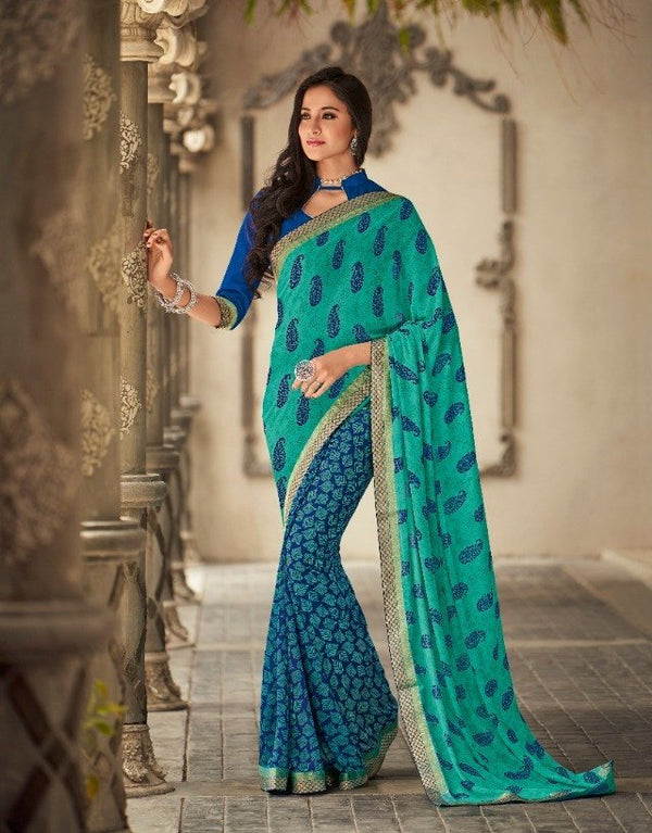 Palav Palav Collection P976 Blue Unique Fancy Fabric Saree