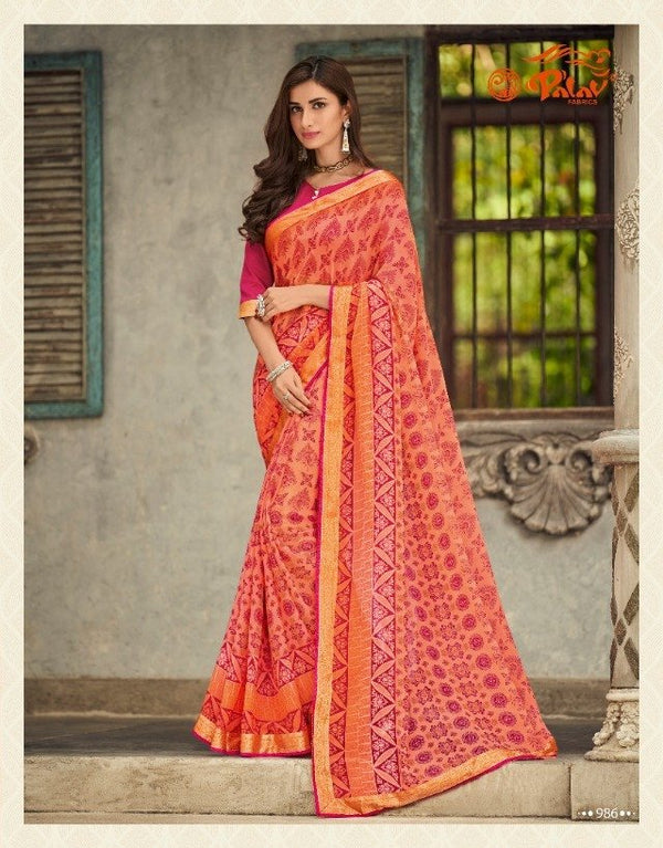 Palav Palav Collection P986 Pink Unique Fancy Fabric Saree