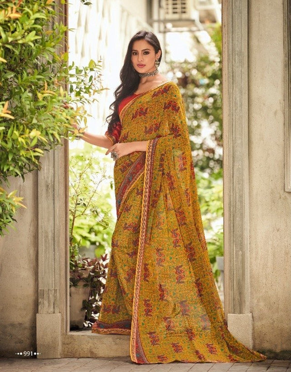 Palav Palav Collection P991 Yellow Unique Fancy Fabric Saree