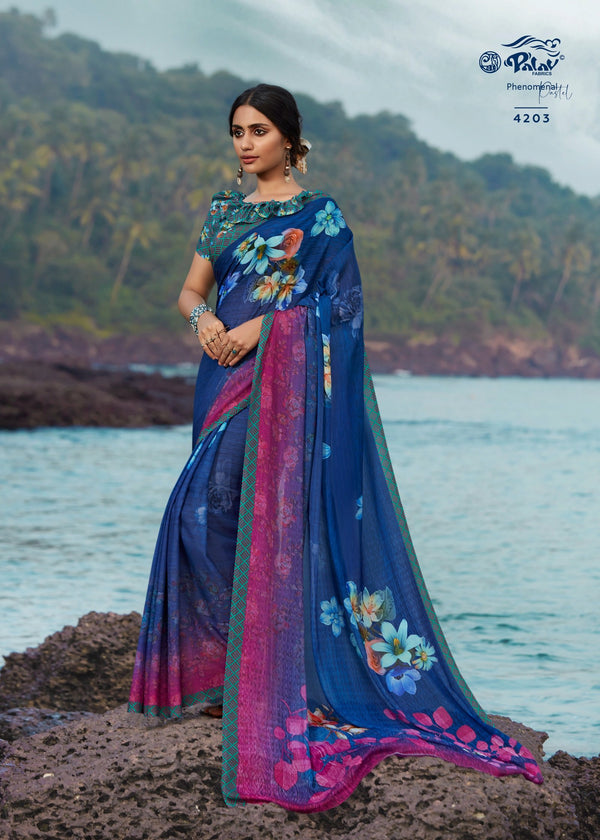 Palav Parna 27 P4203 Blue Silk Saree