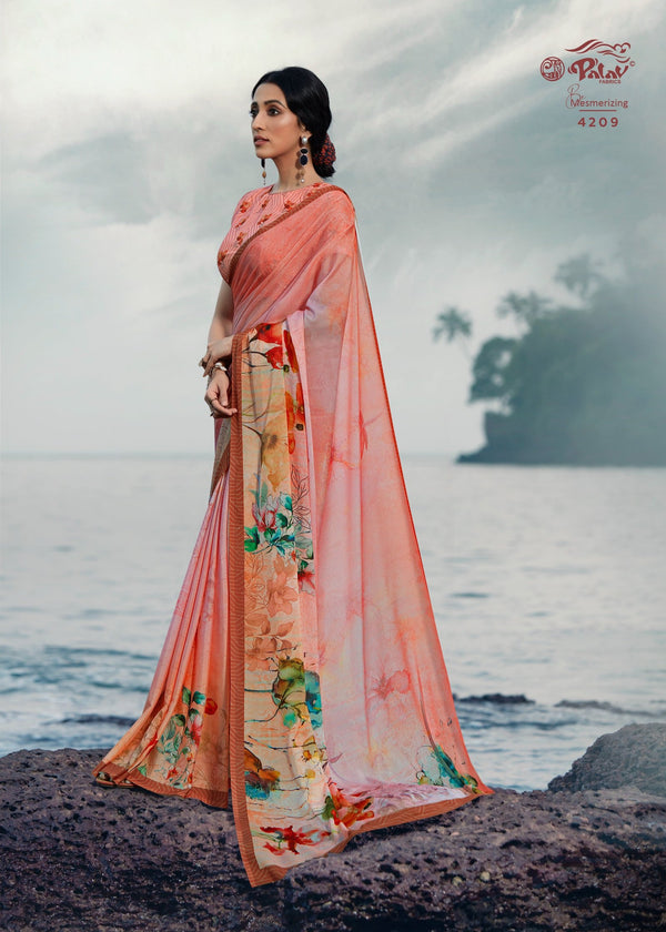 Palav Parna 27 P4209 Peach Silk Saree