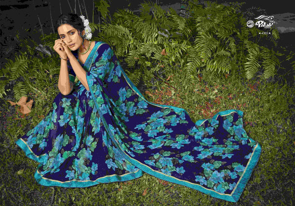 Palav Parna 28 P4301 Blue Georgette Saree