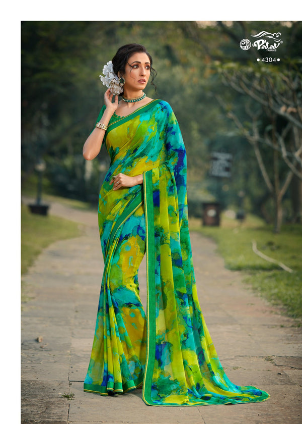 Palav Parna 28 P4304 Green Georgette Saree